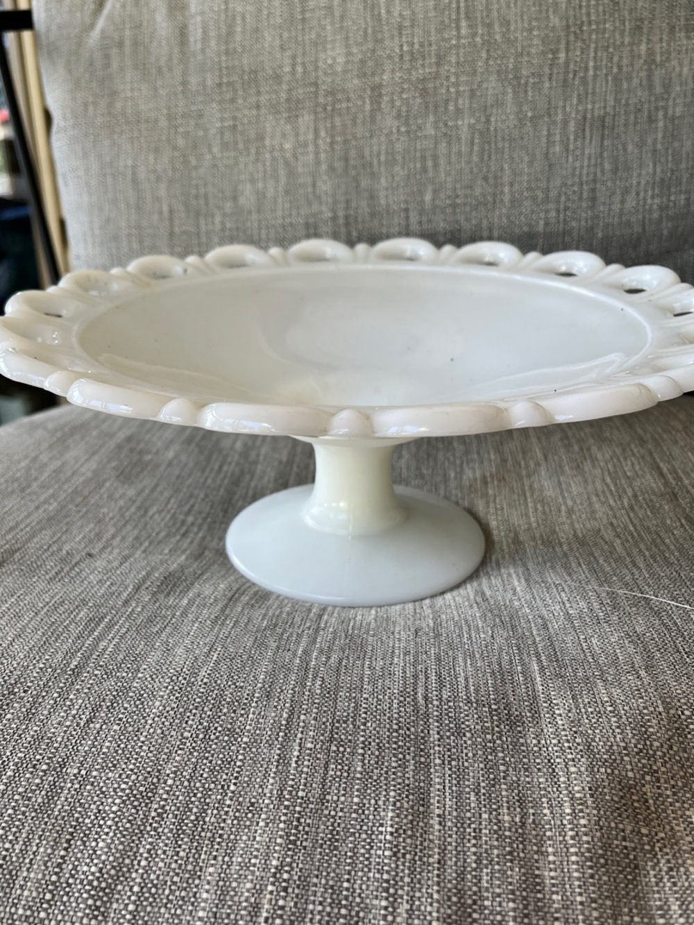 Anchor Hocking White Milk Glass Pedestal Cake Stand